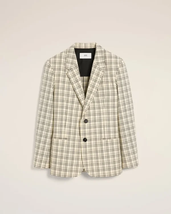 Flash Sale Beige Checked Wool Semi-Lined Jacket Tailoring | Coats & Jackets