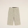 Best Beige Checked Wool Wide Bermuda Tailoring | Shorts