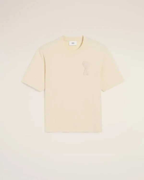 Outlet Beige Cotton Ami de Coeur Patch T-Shirt T-shirts & Polos | Ami De Coeur