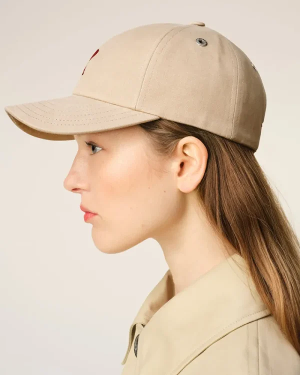 Outlet Beige Cotton Ami de Coeur Embroidery Cap Women Caps | Ami De Coeur