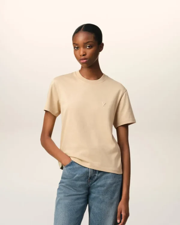 Hot Beige Cotton Ami de Coeur T-Shirt Women T-shirts & Polos | Ami De Coeur