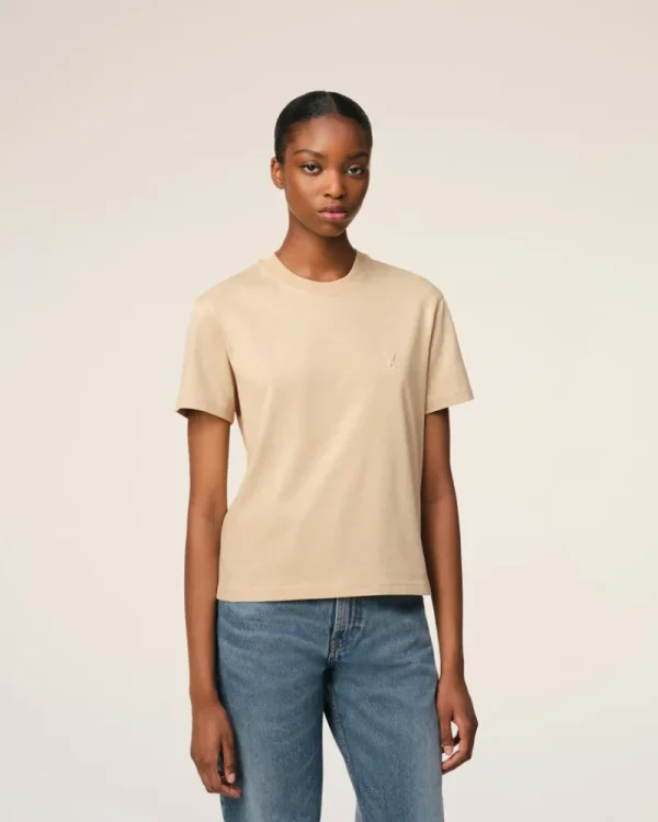 Hot Beige Cotton Ami de Coeur T-Shirt Women T-shirts & Polos | Ami De Coeur