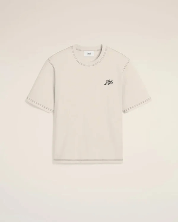 Store Beige Cotton Ami Signature T-Shirt T-shirts & Polos