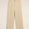 Clearance Beige Cotton Baggy Fit Trousers Trousers