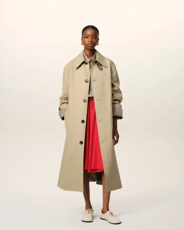 New Beige Cotton Belted Mac Women Coats & Jackets