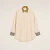 Sale Beige Cotton Classic Collar Loose Shirt Women Tailoring | Shirts