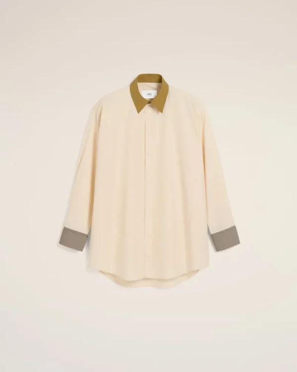 Sale Beige Cotton Classic Collar Loose Shirt Women Tailoring | Shirts