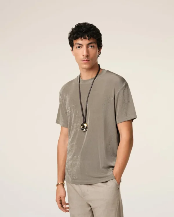 Outlet Beige Rib Jersey Short Sleeve T-Shirt T-shirts & Polos