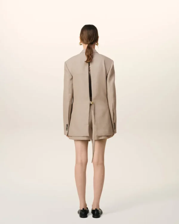 Flash Sale Beige Wool Back Slit Jacket Women Denim | Coats & Jackets