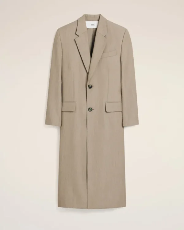 Flash Sale Beige Wool Back Slit Long Coat Coats & Jackets