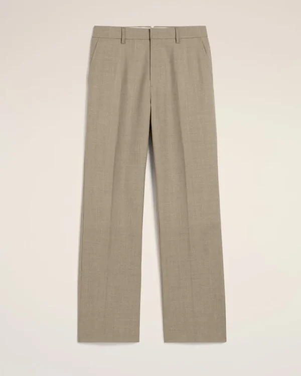 Shop Beige Wool Straight Fit Trousers Tailoring | Trousers