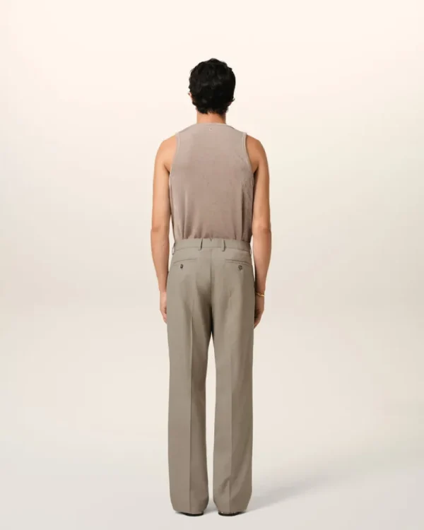 Shop Beige Wool Straight Fit Trousers Tailoring | Trousers