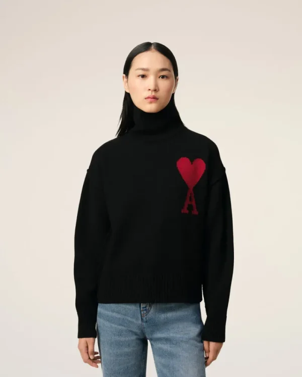 Hot Black Wool Ami de Coeur Sweater Women Sweaters & Cardigans | Ami De Coeur