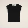 Outlet Black Wool Sleeveless Bicolor Top Women Denim | T-shirts & Tops