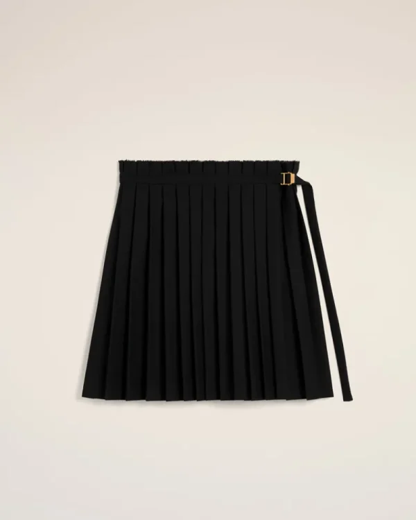 Outlet Wool Twill Short Pleated Skirt Women Shorts & Skirts