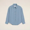 Fashion Blue Cotton Boxy Fit Shirt Shirts