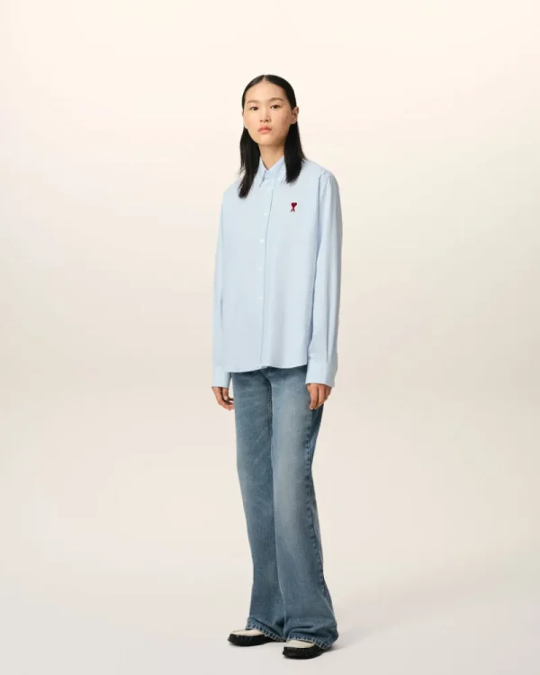 Discount Blue Cotton Button-Down Ami de Coeur Shirt Women Shirts | Ami De Coeur