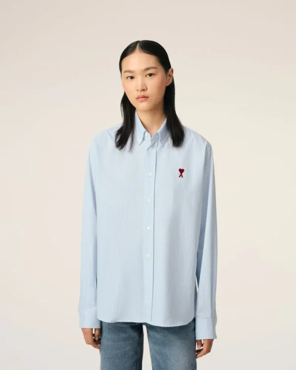 Discount Blue Cotton Button-Down Ami de Coeur Shirt Women Shirts | Ami De Coeur