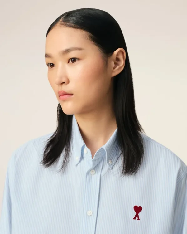 Discount Blue Cotton Button-Down Ami de Coeur Shirt Women Shirts | Ami De Coeur