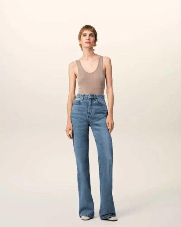 Sale Blue Cotton Flare Fit Jeans Women Denim | Trousers