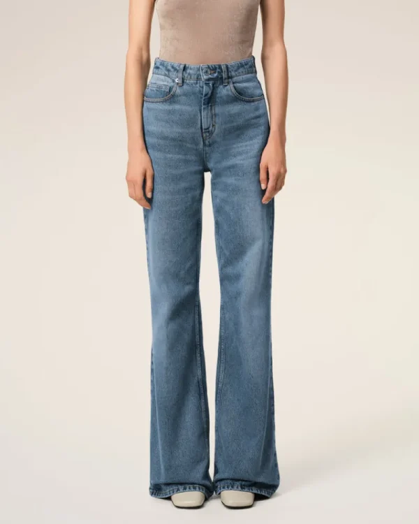 Sale Blue Cotton Flare Fit Jeans Women Denim | Trousers