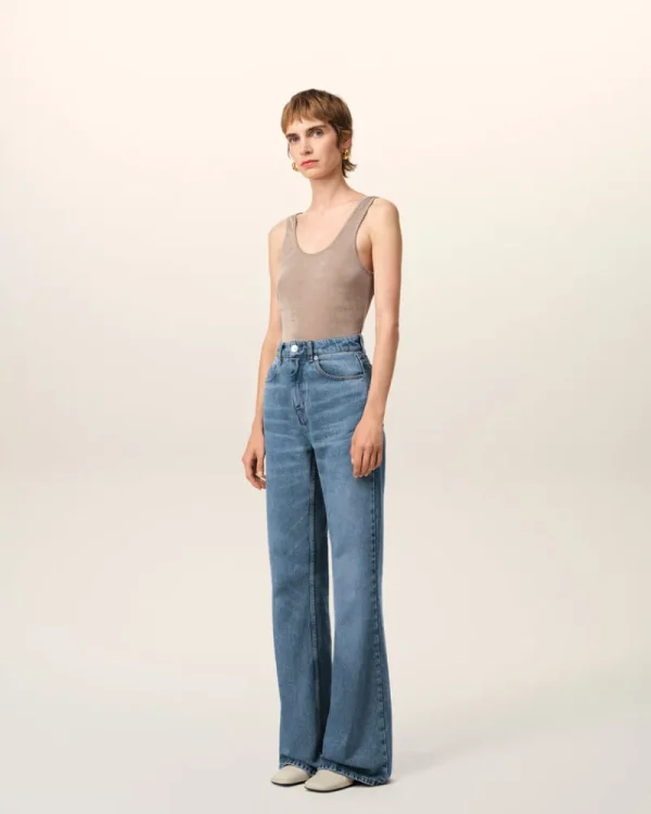 Sale Blue Cotton Flare Fit Jeans Women Denim | Trousers