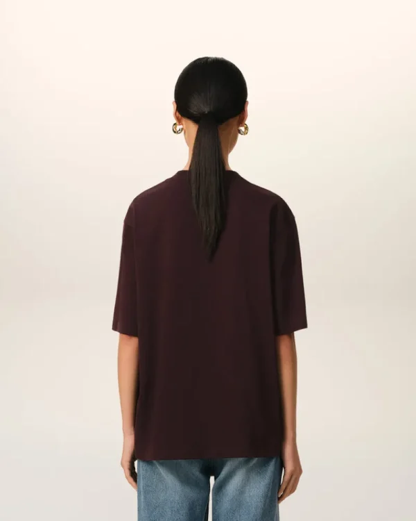 New Burgundy Cotton Tonal Ami de Coeur T-Shirt Women T-shirts & Polos | Ami De Coeur