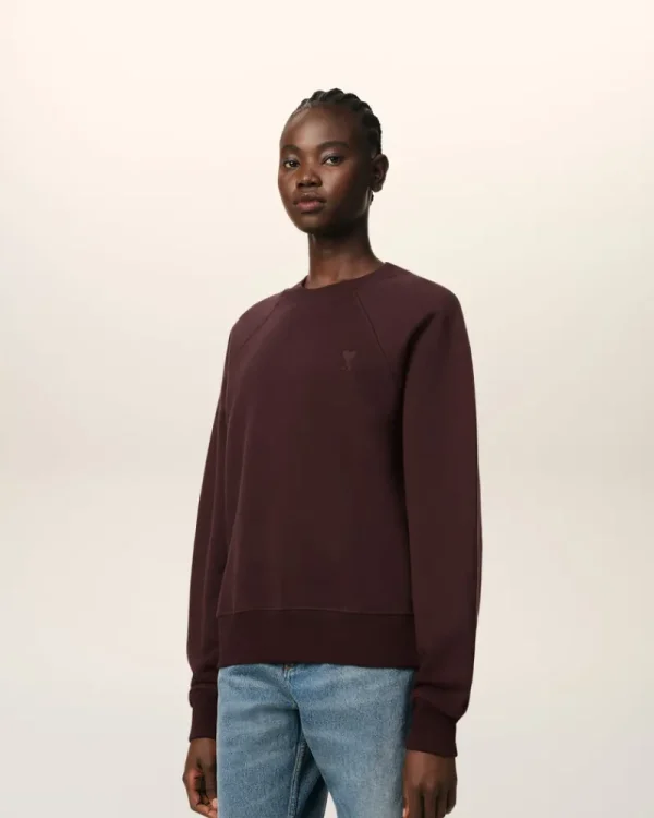 Cheap Burgundy Cotton Tonal Ami de Coeur Sweatshirt Women Sweatshirts & Hoodies | Ami De Coeur