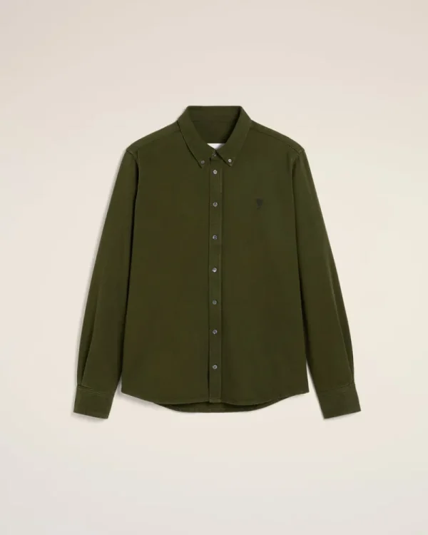 Sale Green Cotton Button-Down Ami de Coeur Shirt Women Shirts | Ami De Coeur