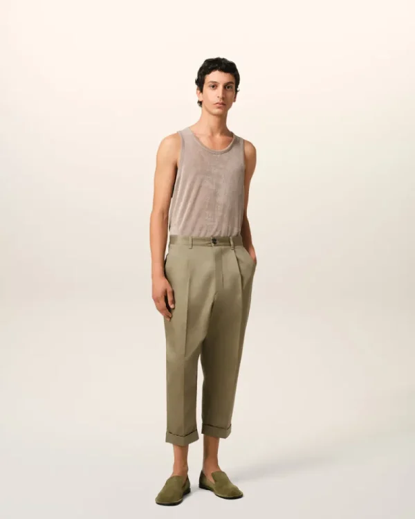 Fashion Green Cotton Carrot Oversized Trousers Trousers