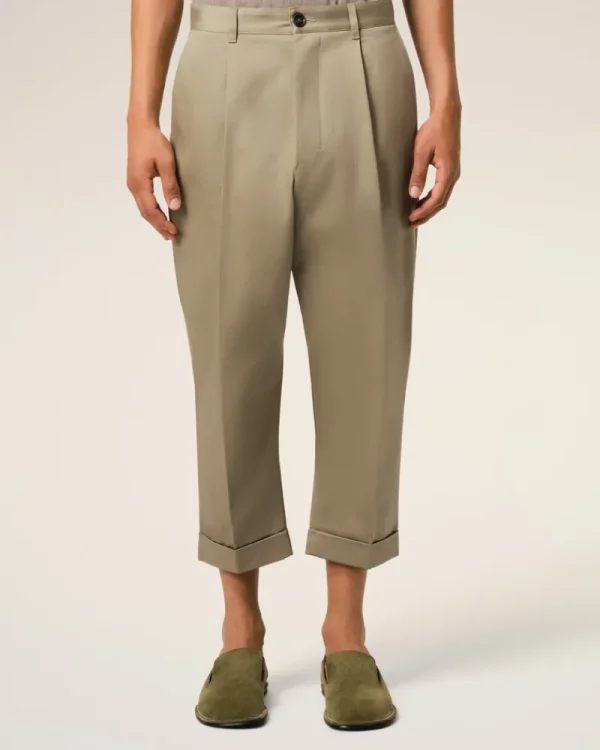 Fashion Green Cotton Carrot Oversized Trousers Trousers