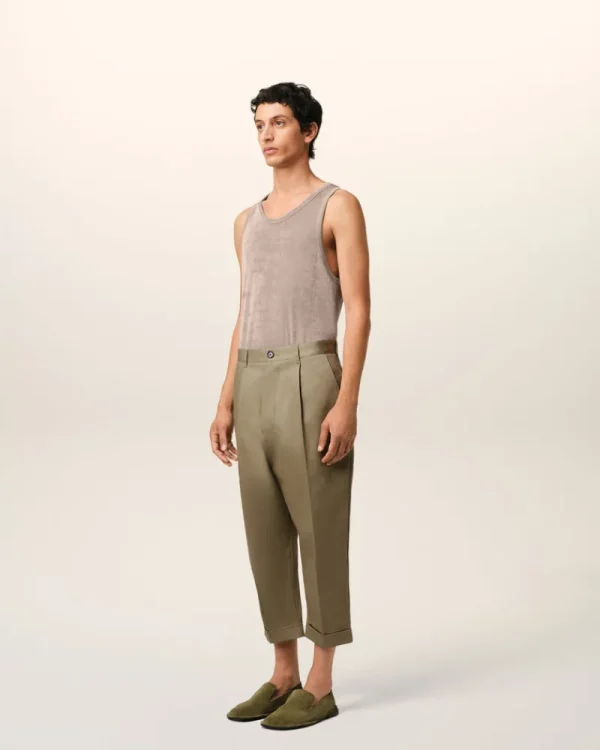 Fashion Green Cotton Carrot Oversized Trousers Trousers