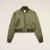 Best Sale Green Cotton Satin Ami de Coeur Bomber Women Coats & Jackets | Ami De Coeur