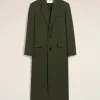 Store Green Wool Back Slit Long Coat Coats & Jackets