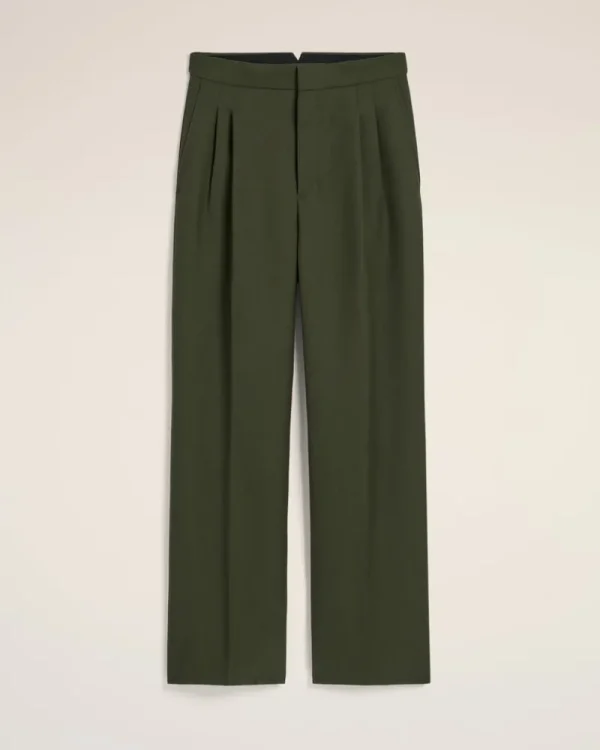 Hot Green Wool Large Fit Trousers Trousers