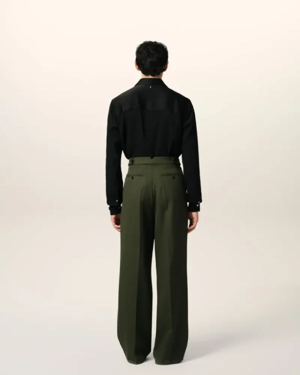 Hot Green Wool Large Fit Trousers Trousers