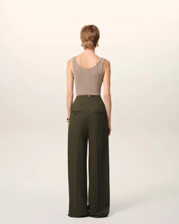 Cheap Green Wool Sailor Trousers Women Trousers