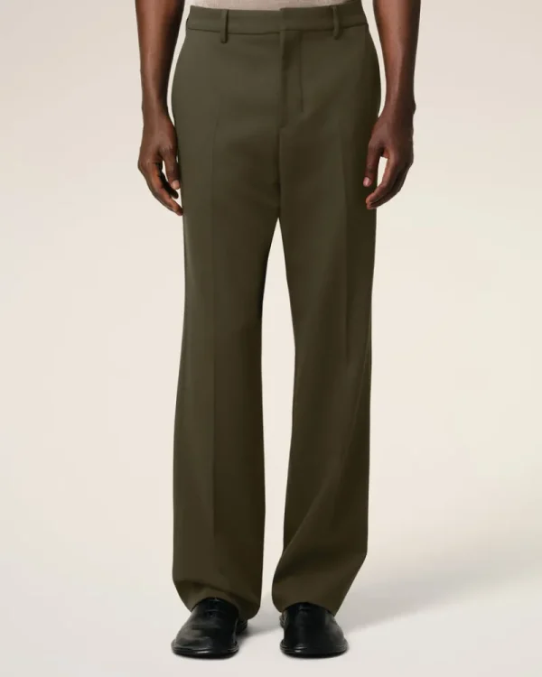 New Green Wool Straight Fit Trousers Trousers