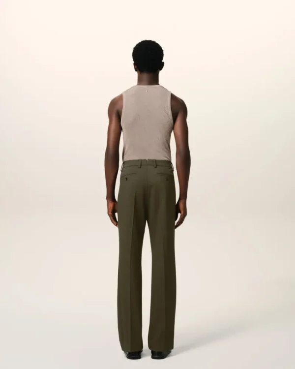 New Green Wool Straight Fit Trousers Trousers