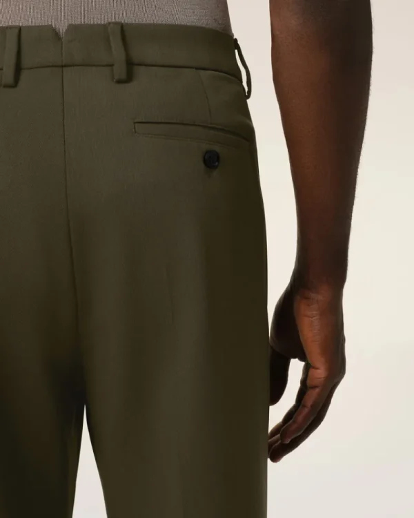 New Green Wool Straight Fit Trousers Trousers