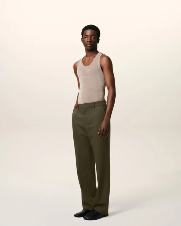 New Green Wool Straight Fit Trousers Trousers