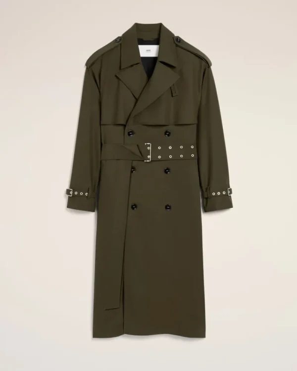 Discount Green Wool Trench Coat Coats & Jackets