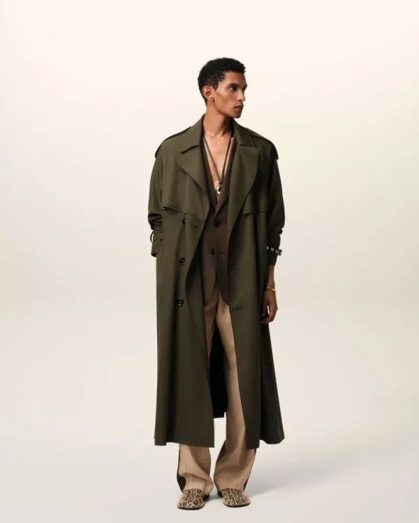 Discount Green Wool Trench Coat Coats & Jackets