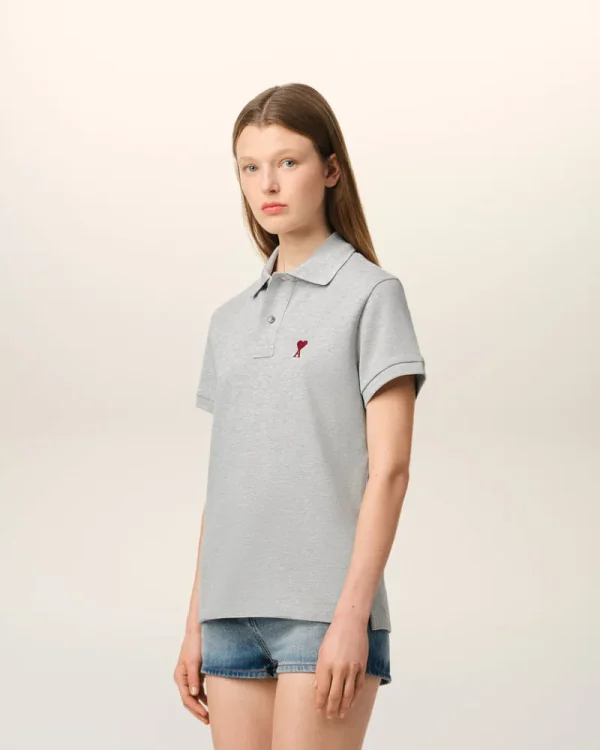 Sale Grey Cotton Ami de Coeur Polo Shirt Women T-shirts & Polos | Ami De Coeur