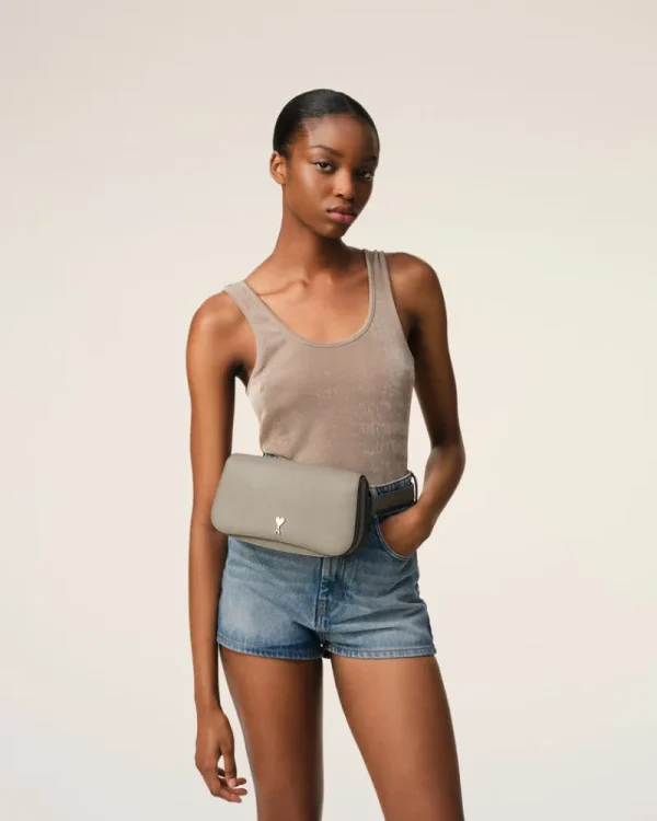 Outlet Grey Leather Crossbody Paris Paris Bag Women Messengers & Backpacks | Crossbody Bags