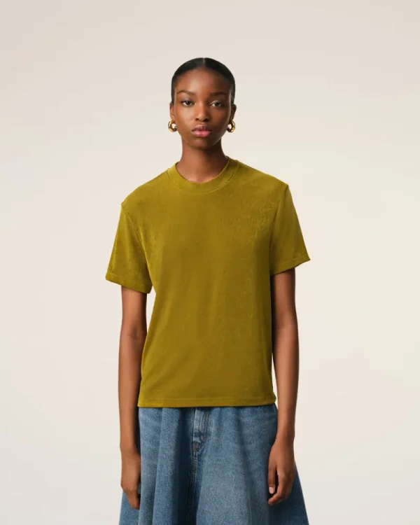 Clearance Khaki Rib Jersey Short Sleeve T-Shirt Women T-shirts & Tops