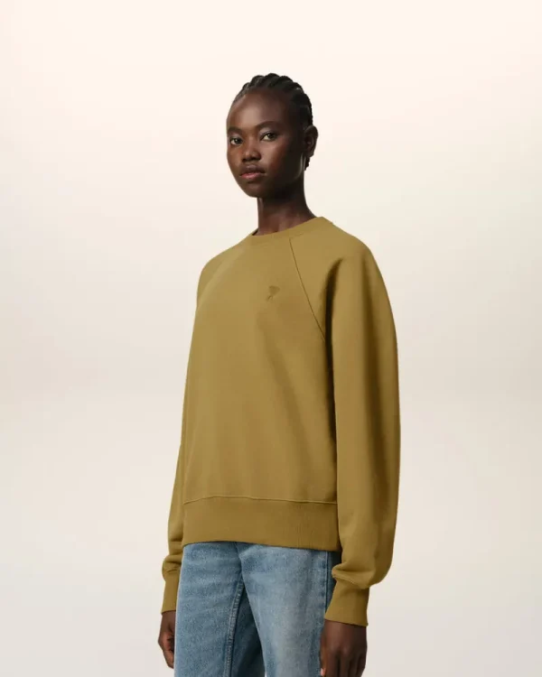 Shop Mustard Cotton Tonal Ami de Coeur Sweatshirt Women Sweatshirts & Hoodies | Ami De Coeur