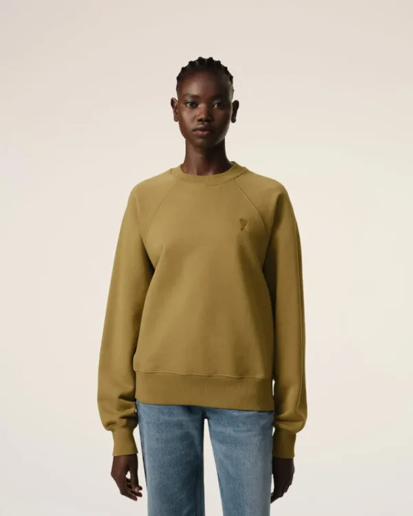 Shop Mustard Cotton Tonal Ami de Coeur Sweatshirt Women Sweatshirts & Hoodies | Ami De Coeur