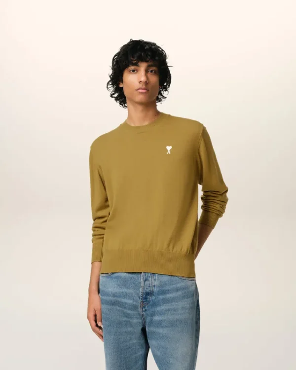 Outlet Mustard Wool Ami de Coeur Crew Neck Sweater Sweaters & Cardigans | Ami De Coeur