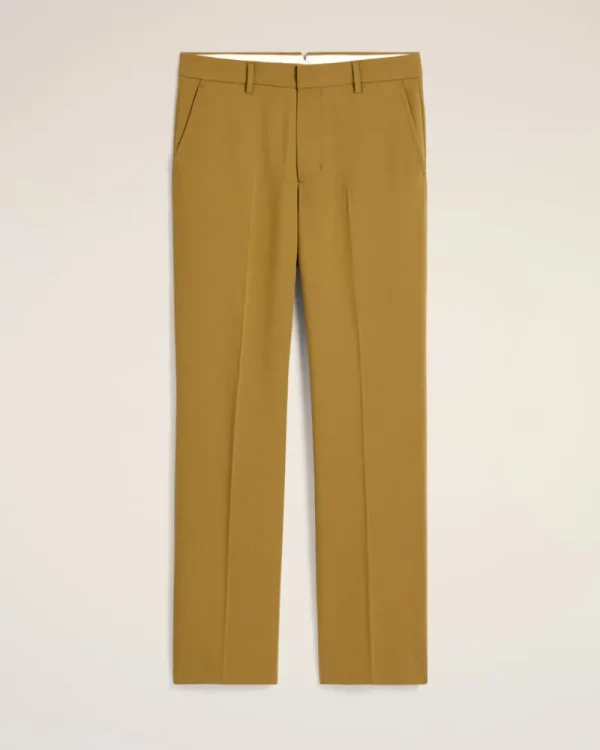 Outlet Mustard Wool Straight Fit Trousers Tailoring | Trousers